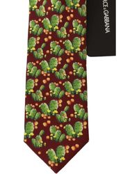 Dolce & Gabbana Multicolor 100% Zijden Cactusprint Klassieke Stropdas - Meerkleurig