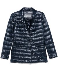 Herno - Navy Blue Button Bevestiging Jas - Lyst