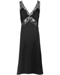 Saint Laurent - Midi-Jurk Met Kant - Lyst