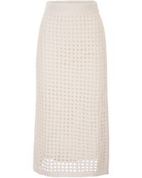 Max Mara - Mxpgeode Opengewerkte Katoenen Midi-rok - Lyst