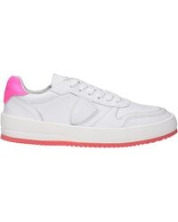 Philippe Model - Sneakers schöne Frau Leder weiß/rosa Neon - Lyst