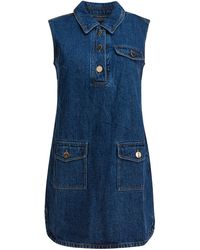 Self-Portrait - Sleeveless Mini Dress With Classic Spread Collar - Lyst