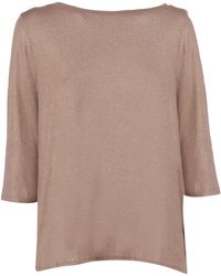 Filatures Du Lion - Col Bateau M3/4 1076.Coffee Latte - Lyst