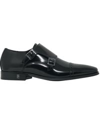 Versace Monk zapatos negros de cuero