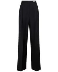 Prada - Wool Classic Logo Pants - Lyst