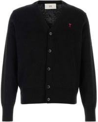 Ami Paris - Buttoned V-Neck Cardigan - Lyst