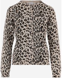 Allude - Alude Leopard Print Wool y Cashmere Cardigan - Lyst