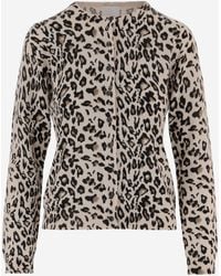 Allude - Leopard Print Wool And Cashmere Cardigan - Lyst