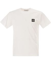 Stone Island - Slim Fit T-Shirt With Compass Patch - Lyst