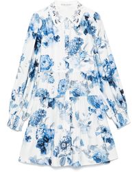 Alice + Olivia - Klares Blaues Blumenmuster-Tierkleid - Lyst