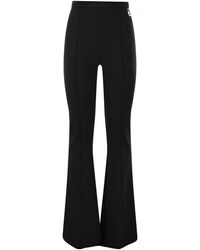 Elisabetta Franchi - Stretch Crepe Palazzo Trousers With Charms - Lyst