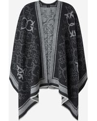 Pinko - Wool Blend Cape With Love Birds Motif - Lyst