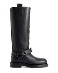 Burberry - Leather Saddle High Boots - Lyst