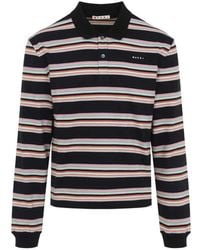 Marni - Striped Long Sleeve Polo Shirt - Lyst