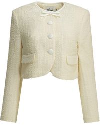 Self-Portrait - Bouclé Blazer With Lace Details - Lyst