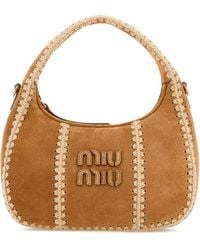 Miu Miu - Beige Suede Handbag - Lyst