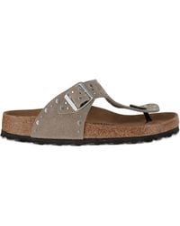 Birkenstock - Gizeh Rivet Taupe, Suede Leather Shoes - Lyst