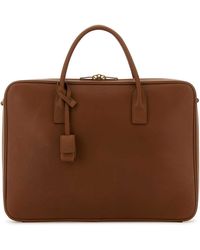 Saint Laurent - Caramel Leather Briefcase - Lyst