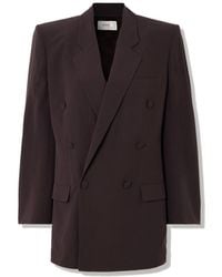 Saint Laurent - Double Breasted Silk Crepe Blazer - Lyst