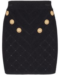 Balmain - Buttoned Knitted Mini Skirt - Lyst