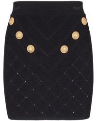 Balmain - Fijngebreide Midi-Rok - Lyst