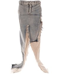 Rick Owens - Denim Gesneden Rok - Lyst