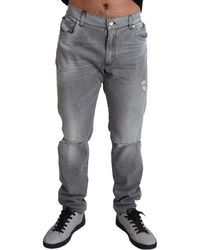 Dolce & Gabbana - Gray Cotton Stretch Skinny Trouser Jeans - Lyst