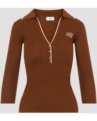 Elisabetta Franchi - Wool Knit Polo Neck Sweater - Lyst