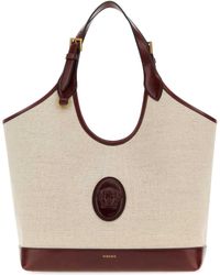 Versace - Large Tote Fabric+Calf Leather - Lyst
