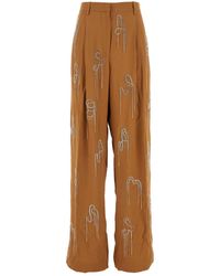 Dries Van Noten - Caramel Viscose Blend Wide-Leg Pant - Lyst