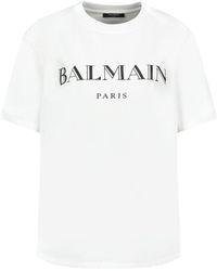 Balmain - Vintage Print Reg Fit T -shirt Katoen Wit - Lyst