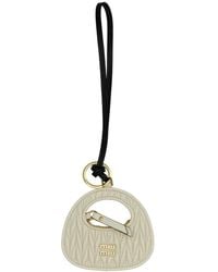 Miu Miu - Ivory Leather Keyring - Lyst