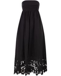 Max Mara - Strapless Linen Dress With Embroidered Hem - Lyst
