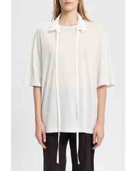 Ann Demeulemeester - Agapi High Comfort T Shirt With Det. Collar+"Hollow Words" Print - Lyst