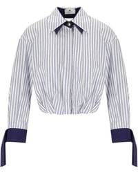 Elisabetta Franchi - Oltremare Striped Cropped Shirt - Lyst