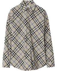 Burberry - Geruite Katoenen Blouse - Lyst
