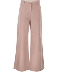 Weekend by Maxmara - Wkdskipper Broek Met Wijde Pijpen Van Katoenen Canvas - Lyst