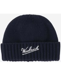 Woolrich - Wollen Beanie Met Logo - Lyst