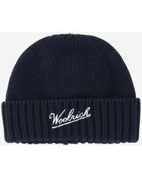 Woolrich - Wool Beanie With Logo - Lyst