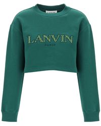 Lanvin - Cropped Selda con patch di logo ricamato - Lyst