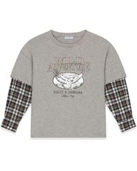 Dolce & Gabbana - Dolce & Gabbana T-Shirt Prairie Sleeves Checks - Lyst