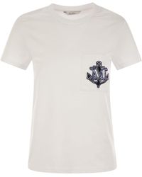 Max Mara - Acacia Jersey T Shirt With Embroidered Breast Pocket - Lyst