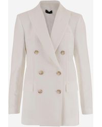 F.it - Zweireihige Jacke aus Viskose und Leinen - Lyst