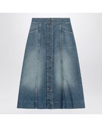 Valentino - Washed Denim Midi Skirt - Lyst