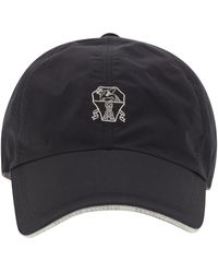 Brunello Cucinelli - Water-repellent Microfibre Baseball Cap With Contrasting Details And Embroidered Logo - Lyst