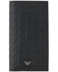 Emporio Armani - Lederbrieftasche mit geprägtem Logo - Lyst