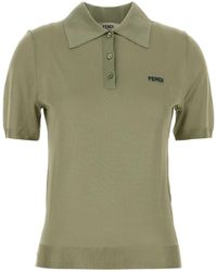 Fendi - Sage Stretch Viscose Blend Polo Shirt - Lyst