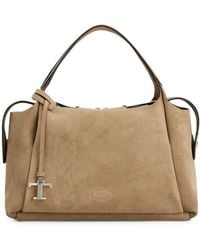 Tod's - Suede Leather Medium Shoulder Bag - Lyst