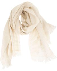 Peserico - Virgin Wool Scarf With Check Pattern, Sequins And Lurex Details - Lyst