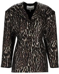 Ganni - Animal Print Blazer - Lyst